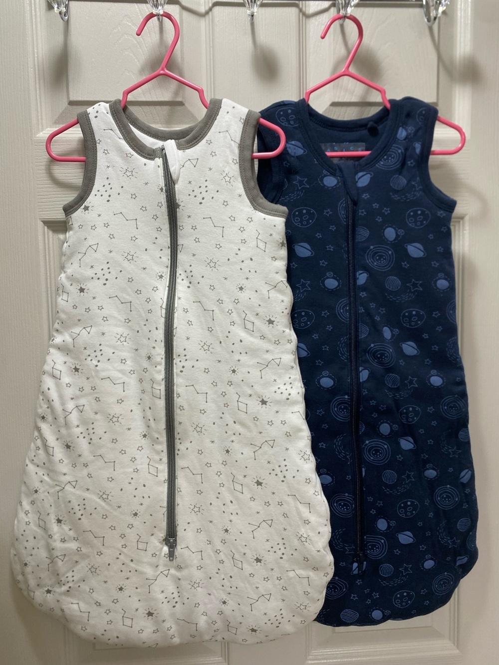 BASICS by Mother’s Promise Sleep Sacks - White & Navy Space Prints